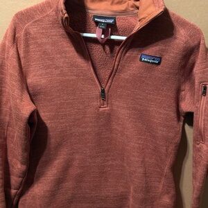 Patagonia Better Sweater S Orange Outdoor Hiking Preppy 1/4 Zip Pullover